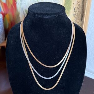 Layered Two-Tone Snake Chain Necklace Set | Gold & Silver Minimalist